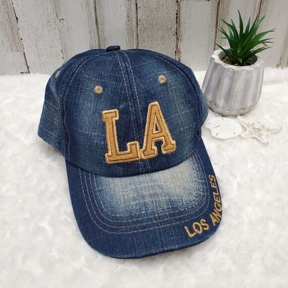 Los Angeles Velcro Denim Cap Blue - Picture 1 of 7
